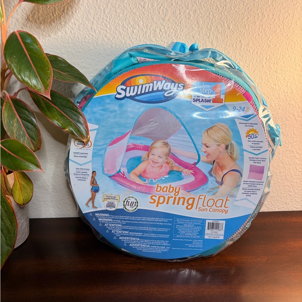 Swimways Baby Spring Pool Float Sun Canopy, Removable & Adjustable PINK, A28